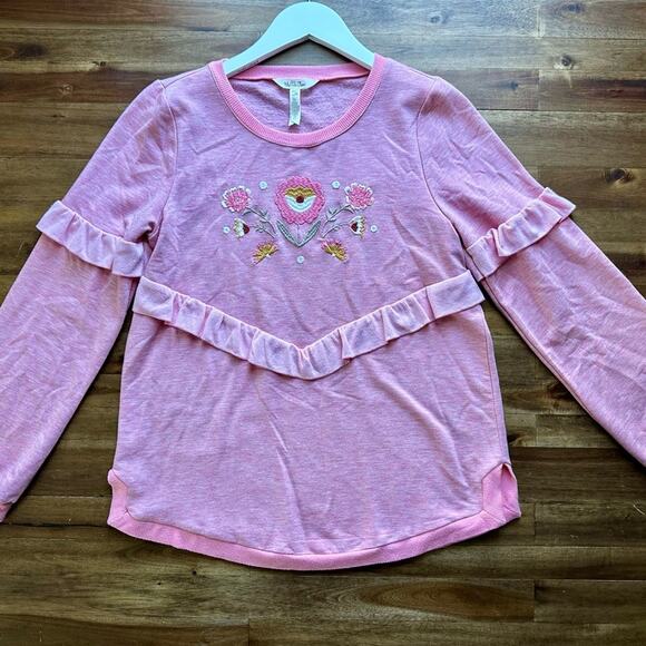 Matilda Jane Heart To Heart Autumn Prairie Pink Embroidered Knit Sweatshirt 16 - Picture 2 of 7